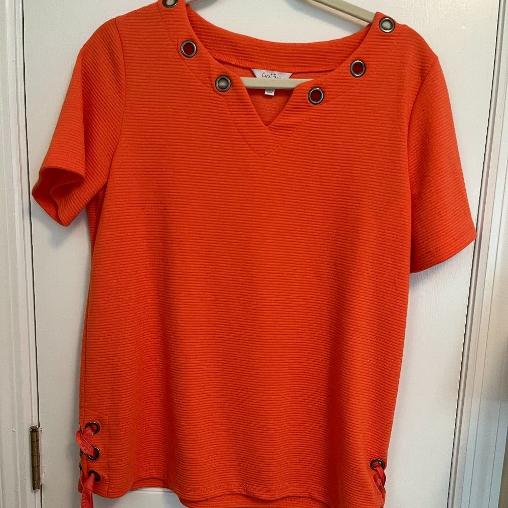 Orange CORAL BAY Top with Grommet Detail  Sz Medium